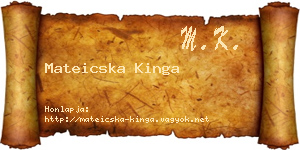 Mateicska Kinga névjegykártya
